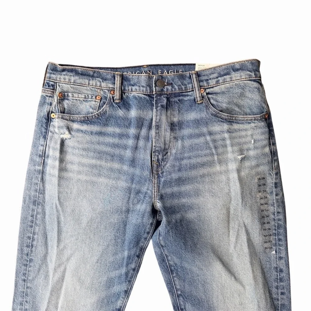 American Eagle Men's EasyFlex Jeans 36x36 Light Wash Straight Taper‎ Blue